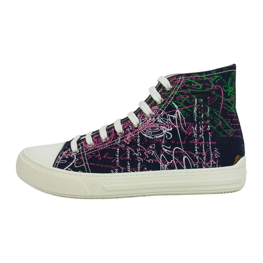 Berluti ベルルッティ S5040-001 PLAYGROUND プレイグラウンド スクリットキャンバス カリグラフィ ハイカットスニーカー ブラック系 8.5【新古品】【未使用】【中古】