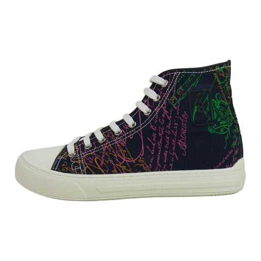 Berluti ベルルッティ S5040-001 PLAYGROUND プレイグラウンド スクリットキャンバス カリグラフィ ハイカットスニーカー ブラック系 8【新古品】【未使用】【中古】