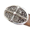CHROME HEARTS クロムハーツ（原本有） BUCKLE OVAL 1.5 STRAP クラシック オーバル ストラップ ベルト ブラウン系 34【中古】