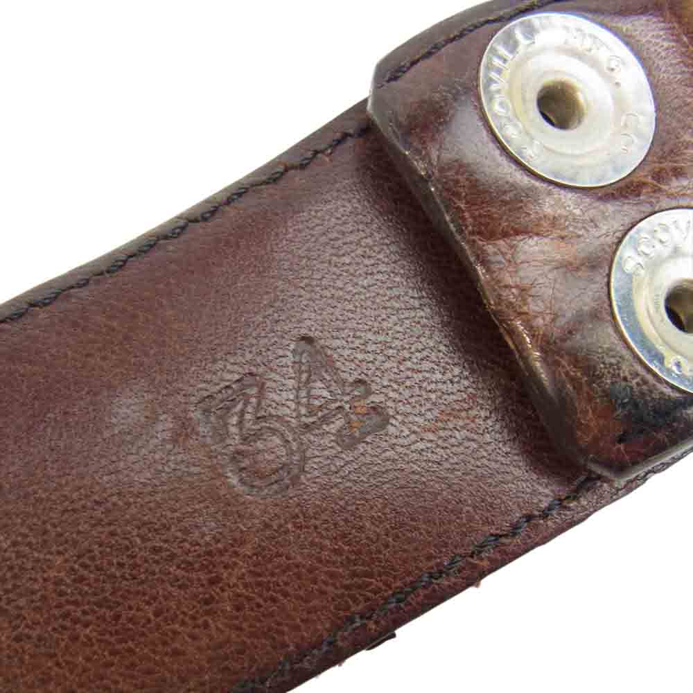 CHROME HEARTS クロムハーツ（原本有） BUCKLE OVAL 1.5 STRAP クラシック オーバル ストラップ ベルト ブラウン系 34【中古】