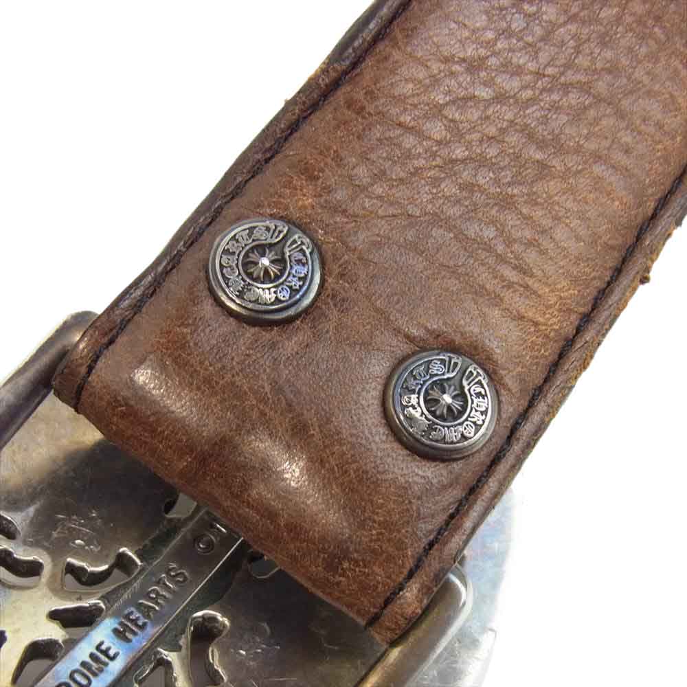 CHROME HEARTS クロムハーツ（原本有） BUCKLE OVAL 1.5 STRAP クラシック オーバル ストラップ ベルト ブラウン系 34【中古】