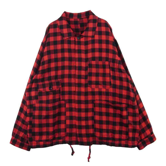 BRU NA BOINNE ブルーナボイン BNB047 シルキーゴブニュ JKT バッファローチェック ジャケット シルク100％ 長袖 シャツ レッド系 ブラック系 1【極上美品】【中古】