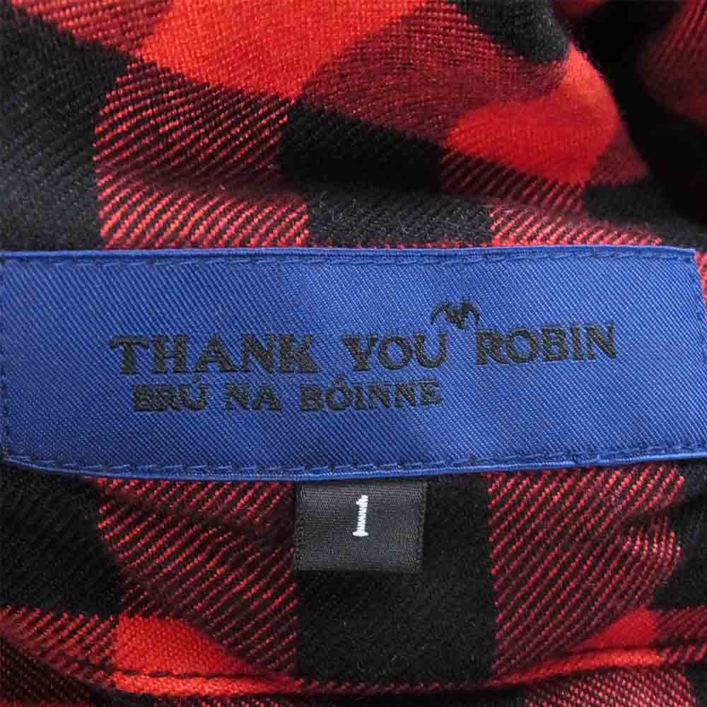 BRU NA BOINNE ブルーナボイン BNB047 シルキーゴブニュ JKT バッファローチェック ジャケット シルク100％ 長袖 シャツ レッド系 ブラック系 1【極上美品】【中古】