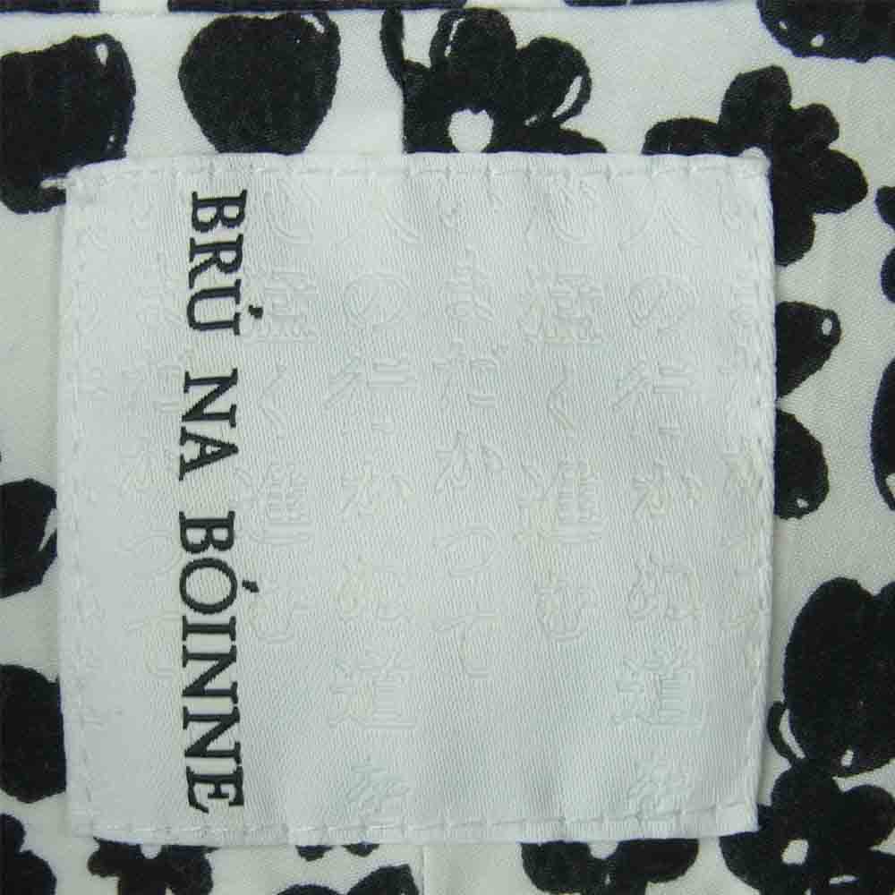 BRU NA BOINNE ブルーナボイン 4476 復刻 ルーラブーラ シャツ グラフィック 総柄 長袖 シャツ ホワイト系 ブラック系 L【極上美品】【中古】