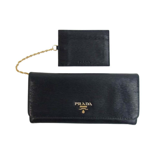 PRADA プラダ 1MH132 VITELLO MOVE 二つ折り レザー 長財布 ブラック系【中古】
