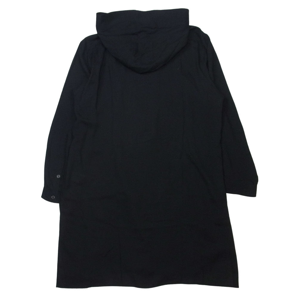 Yohji Yamamoto ヨウジヤマモト 21AW HX-B20-201-1A POUR HOMME プールオム CELLULOSE LAWN HOODED BLOUSE フード付き ジップアップ ロングシャツ ブラック系 3【新古品】【未使用】【中古】
