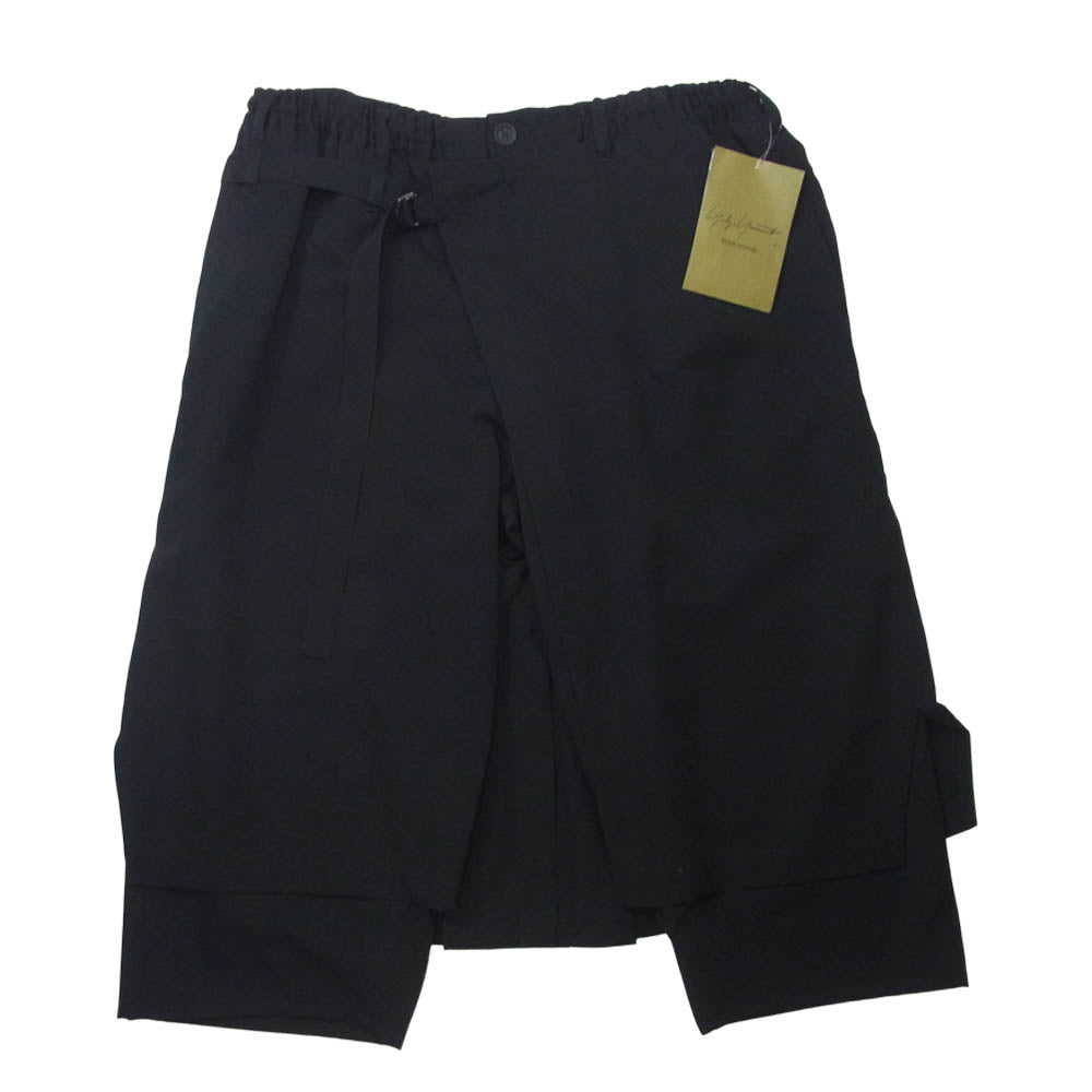 Yohji Yamamoto ヨウジヤマモト 20SS HN-P07-100-2A POUR HOMME プールオム シワ ウールギャバ ラップ パンツ ブラック系 2【新古品】【未使用】【中古】