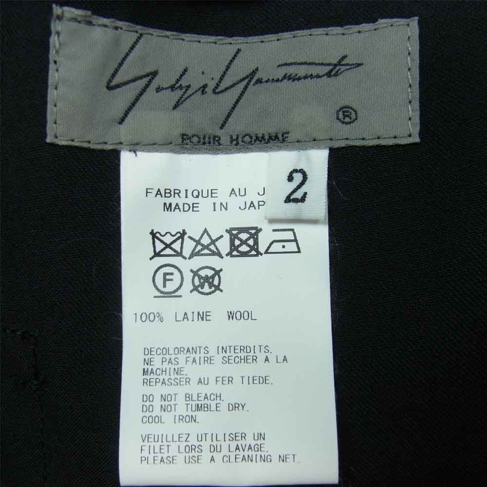 Yohji Yamamoto ヨウジヤマモト 20SS HN-P07-100-2A POUR HOMME プールオム シワ ウールギャバ ラップ パンツ ブラック系 2【新古品】【未使用】【中古】