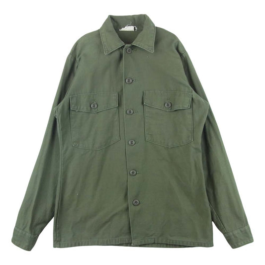 ヴィンテージ US.ARMY SATEEN UTILITY SHIRT 1976'S NOS サテン ユーティリティ シャツ ジャケット カーキ系 14.5【中古】