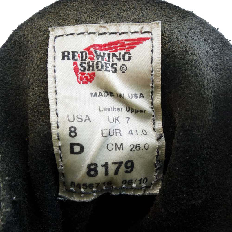 RED WING レッドウィング 8179 IRISH SETTER MOC TOE BOOTS モックトゥ  BLACK ブラック系 26.0㎝ US8【中古】