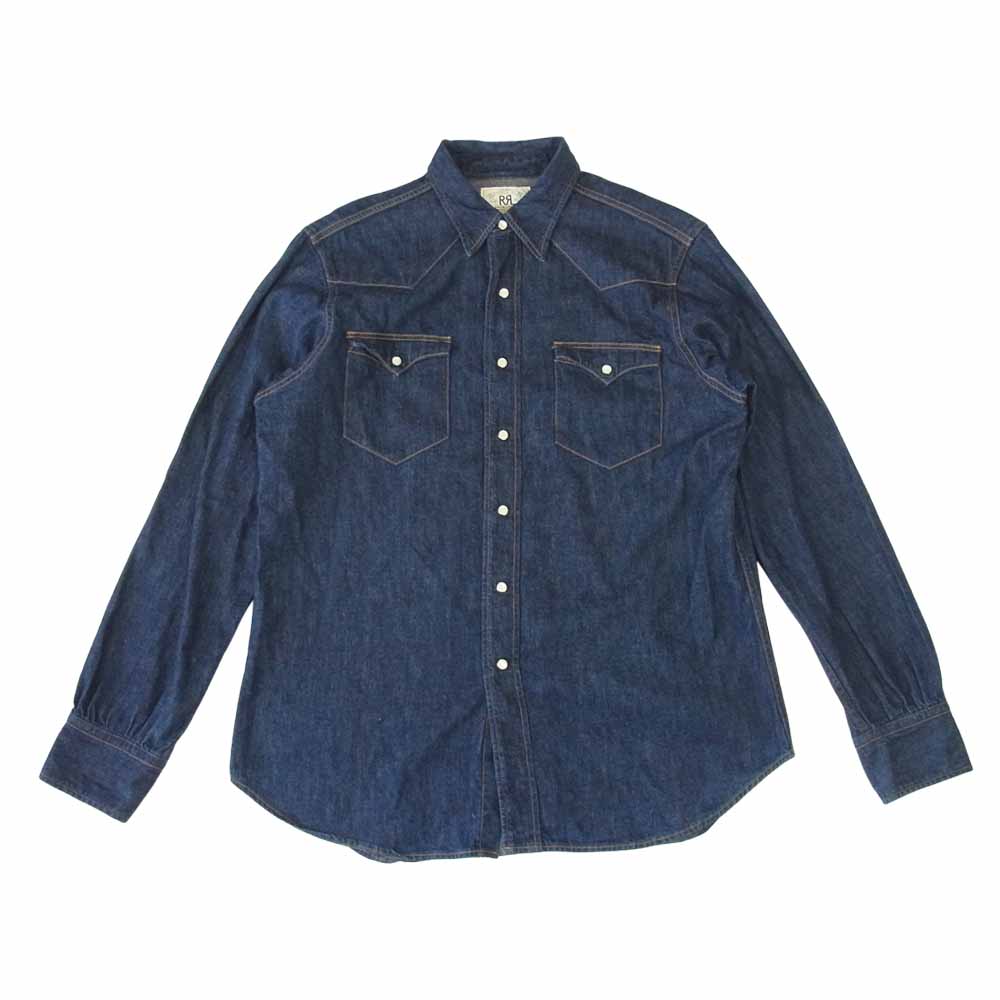 RRL ダブルアールエル 白タグ Denim Western Shirts デニム ウエスタン インディゴブルー系 M【中古】