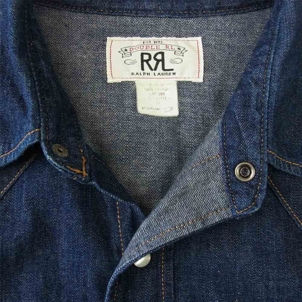 RRL ダブルアールエル 白タグ Denim Western Shirts デニム ウエスタン インディゴブルー系 M【中古】