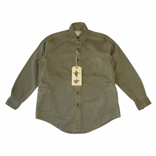 SASAFRAS ササフラス SF-201720 WHEEL BARROW SHIRT ウィール バロー シャツ サテン オリーブ系 S【新古品】【未使用】【中古】