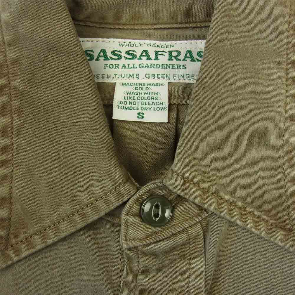 SASAFRAS ササフラス SF-201720 WHEEL BARROW SHIRT ウィール バロー シャツ サテン オリーブ系 S【新古品】【未使用】【中古】