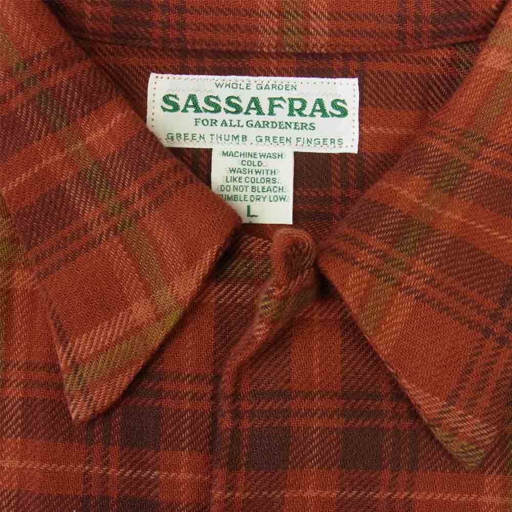 SASAFRAS ササフラス SF-191531 Gardener Open Half ガーデナー オープン ハーフ 開襟 シャツ レッド系 L【新古品】【未使用】【中古】