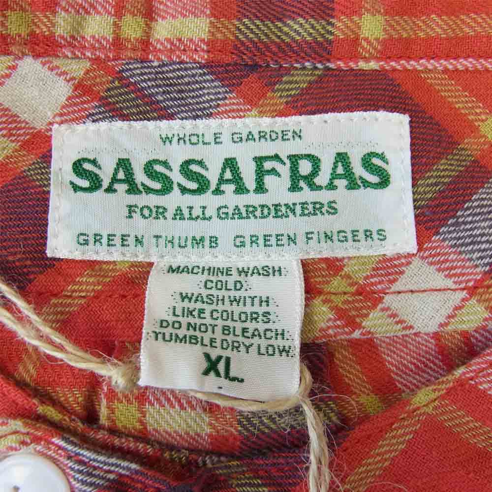 SASAFRAS ササフラス SF-201683 Weeds Barrow The Band Half チェック シャツジャケット レッド系 XL【新古品】【未使用】【中古】