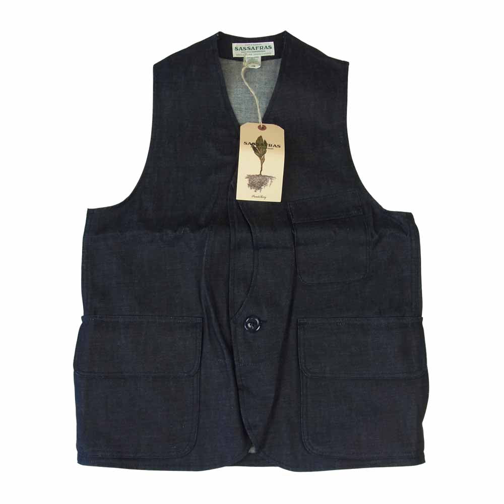 SASAFRAS ササフラス SF-211754 GARDEN TOUGH VEST 9OZ DENIM デニム ベスト インディゴブルー系 XS【新古品】【未使用】【中古】
