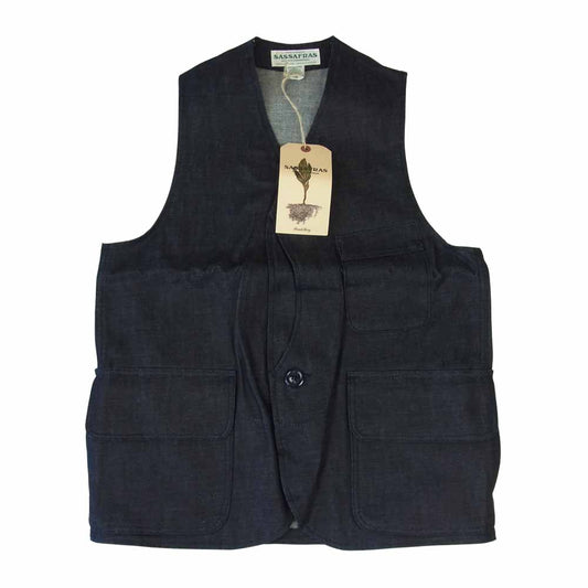 SASAFRAS ササフラス SF-211754 GARDEN TOUGH VEST 9OZ DENIM デニム ベスト インディゴブルー系 XS【新古品】【未使用】【中古】