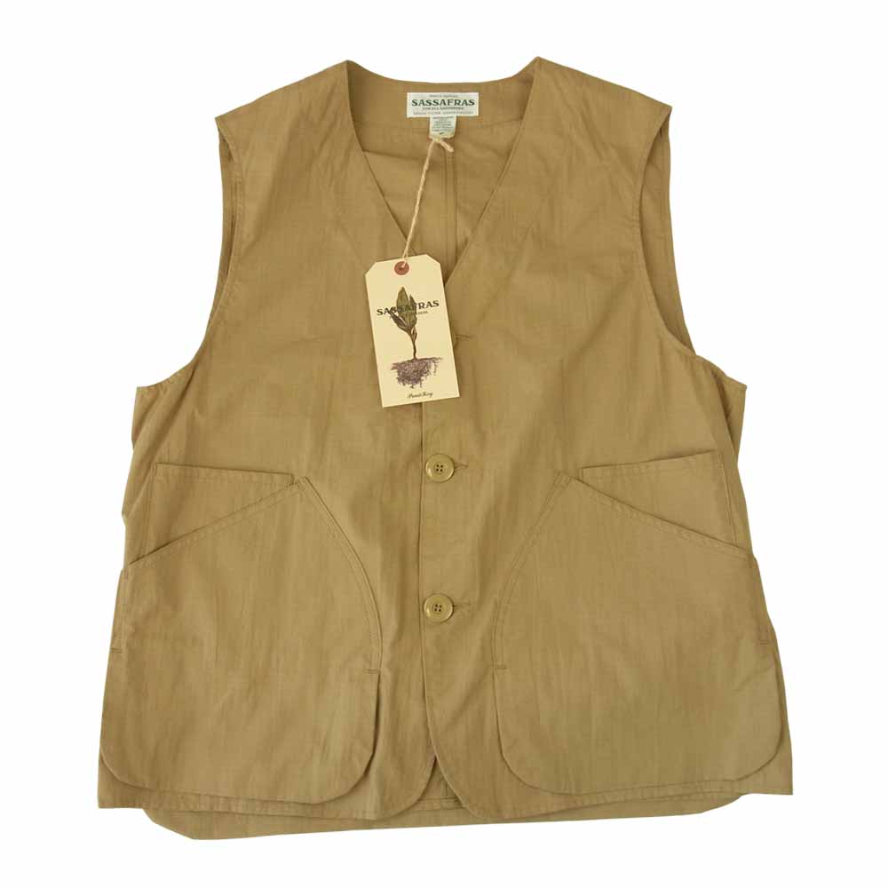 SASAFRAS ササフラス SF-211755 Landscaper Vest リップストップ ランドスケーパー ベスト ベージュ系 XL【新古品】【未使用】【中古】