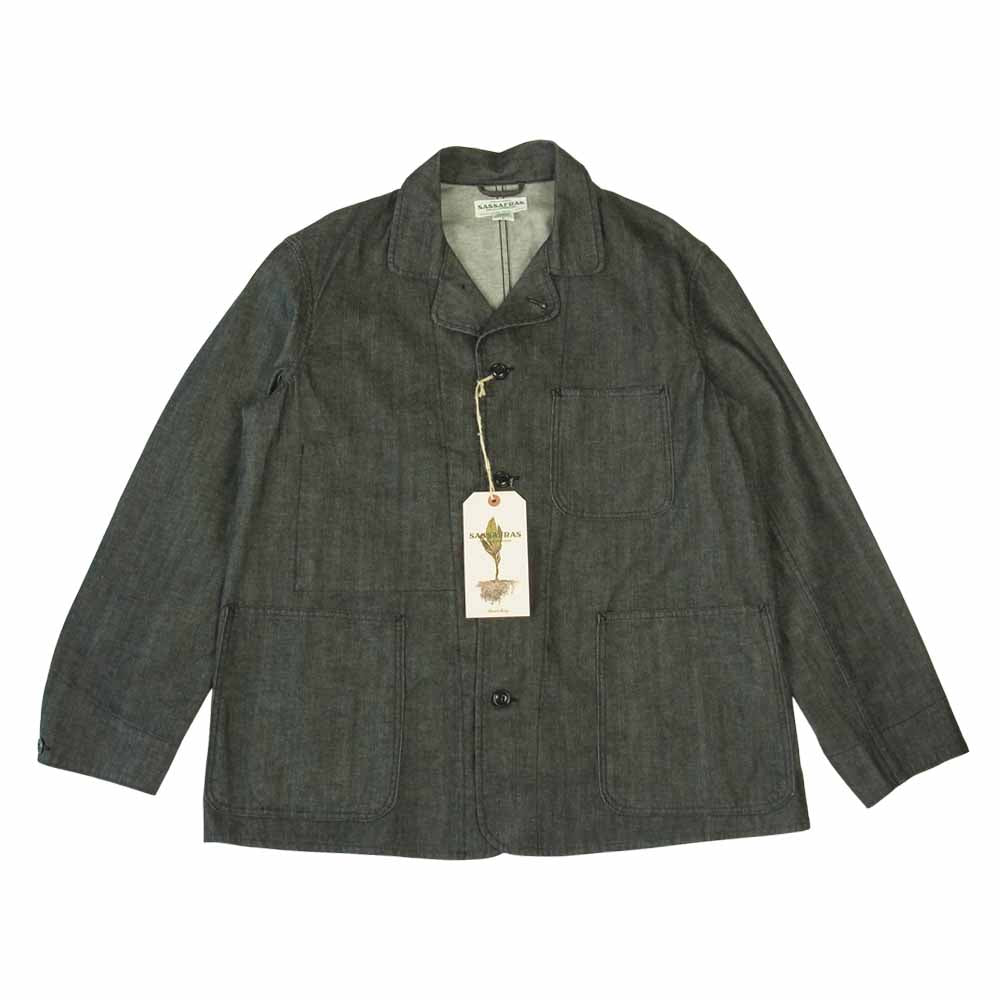 SASAFRAS ササフラス SF-201677 Sprayer Jacket 9.5oz Broken Denim スプレイヤー ジャケット ブロークンデ ニム ブラック系 L【新古品】【未使用】【中古】