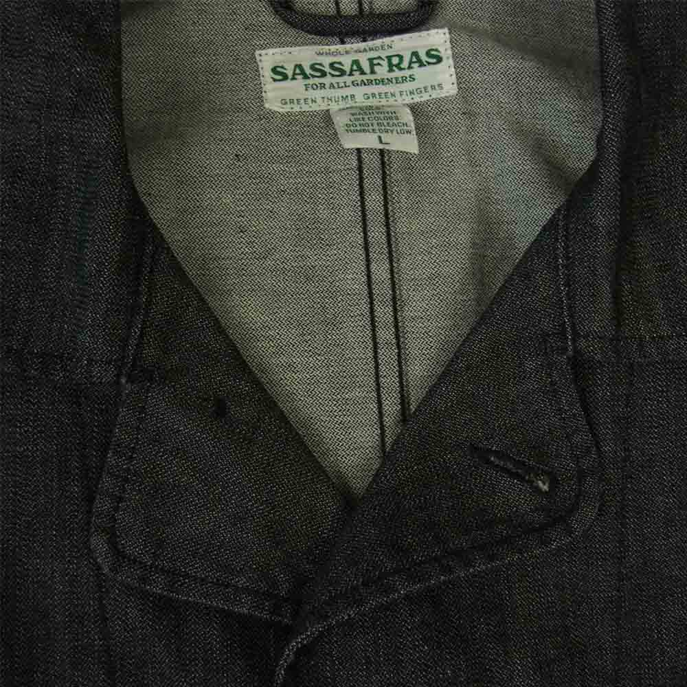 SASAFRAS ササフラス SF-201677 Sprayer Jacket 9.5oz Broken Denim スプレイヤー ジャケット ブロークンデ ニム ブラック系 L【新古品】【未使用】【中古】