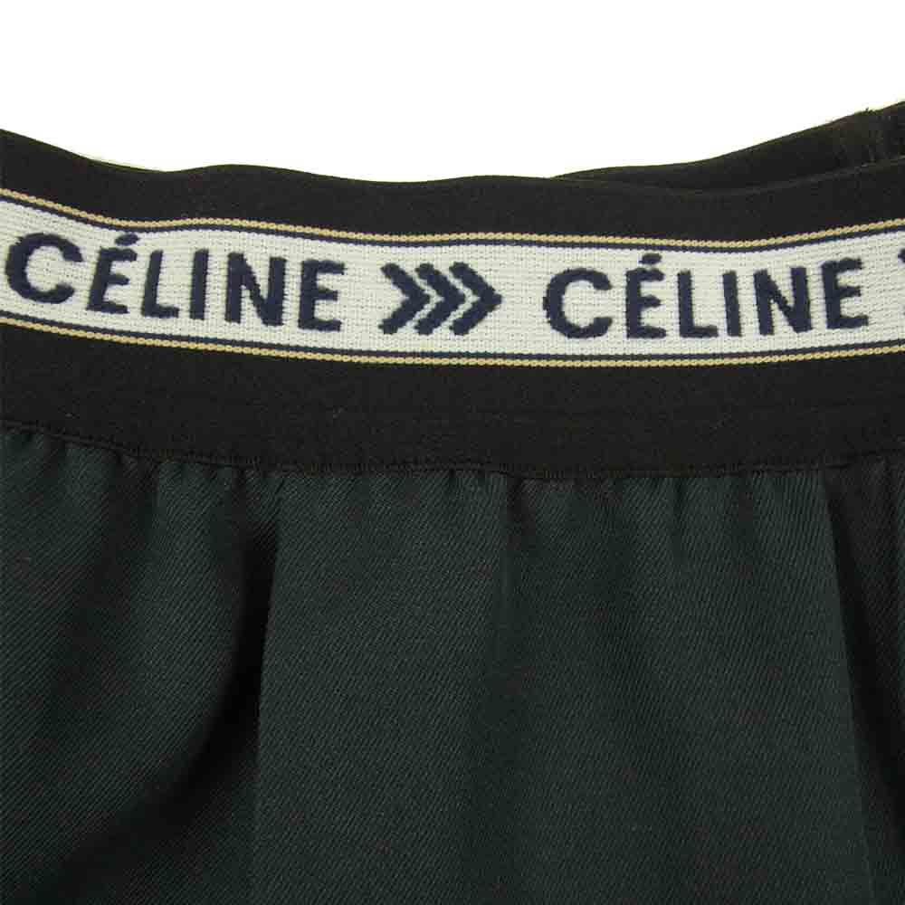 CELINE セリーヌ 18AW 261C 21V33 フィービー期 セリーヌジャパン表記タグ ウール ロゴ ワイド スラックス ネイビー系 38【極上美品】【中古】