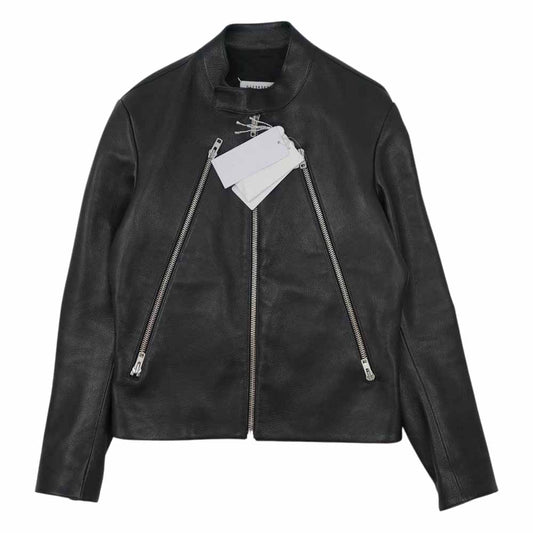 MAISON MARGIELA メゾンマルジェラ 21SS S50AM0512 国内正規品 ハの字 レザー ライダース ジャケット ゴートレザー  ブラック系 44【新古品】【未使用】【中古】