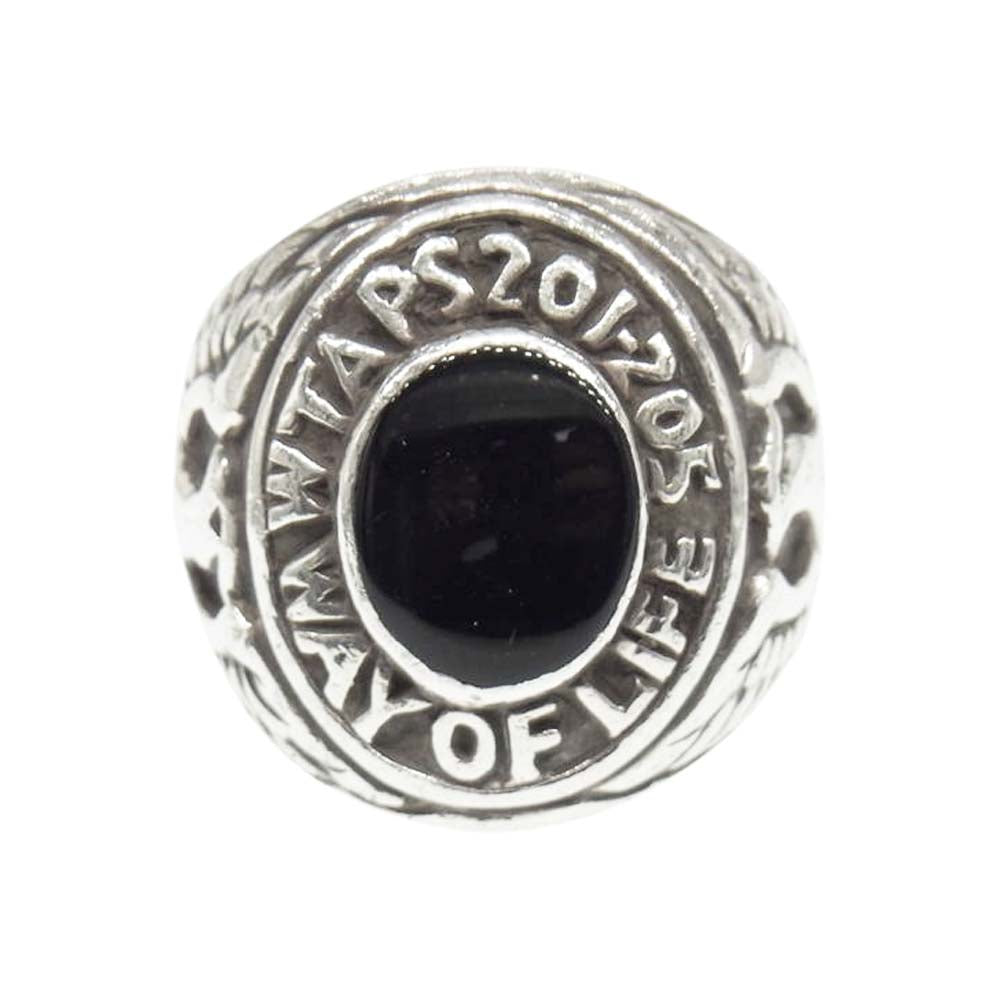 WTAPS ダブルタップス 11AW COLLEGE RING SILVER 950 石付き カレッジ シルバー リング【中古】