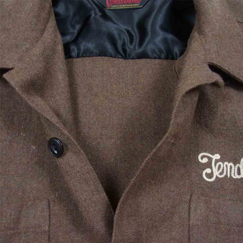 TENDERLOIN テンダーロイン ロゴ刺繍 T-WOOL SHIRT オープンカラー 長袖 シャツ ブラウン系 S【中古】