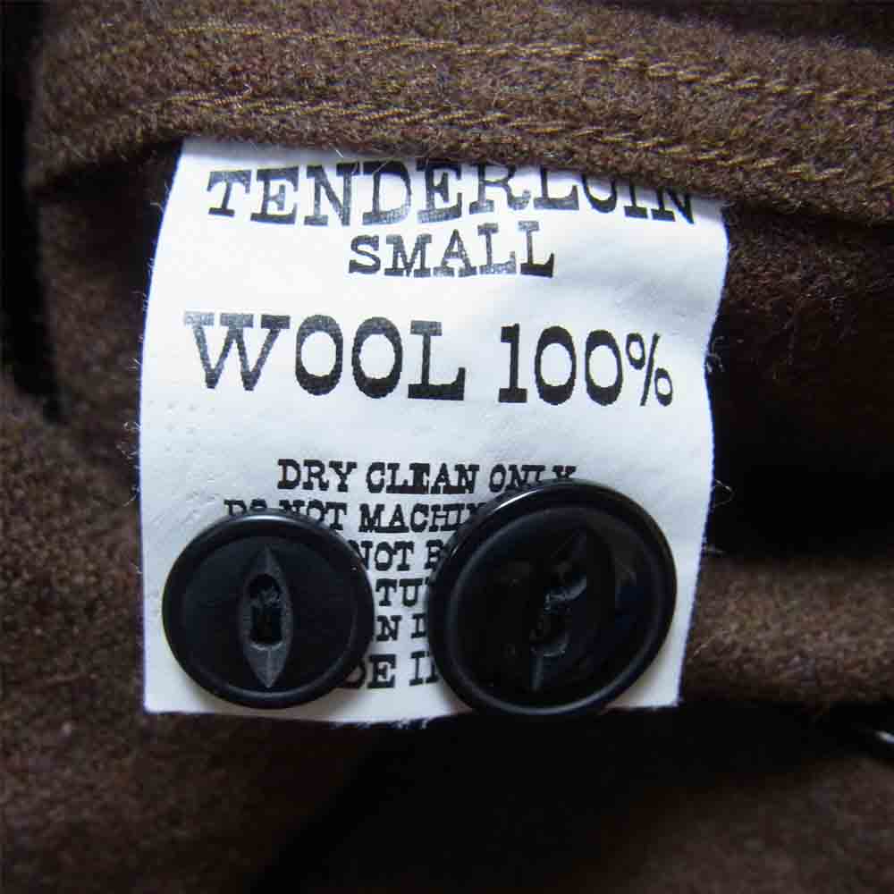 TENDERLOIN テンダーロイン ロゴ刺繍 T-WOOL SHIRT オープンカラー 長袖 シャツ ブラウン系 S【中古】