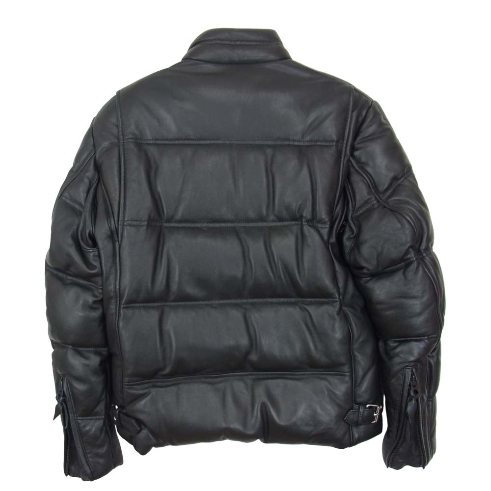 schott ショット 3151038 モーターサイクル ラムレザー ダウン ジャケット 羊革 ブラック系 S【中古】