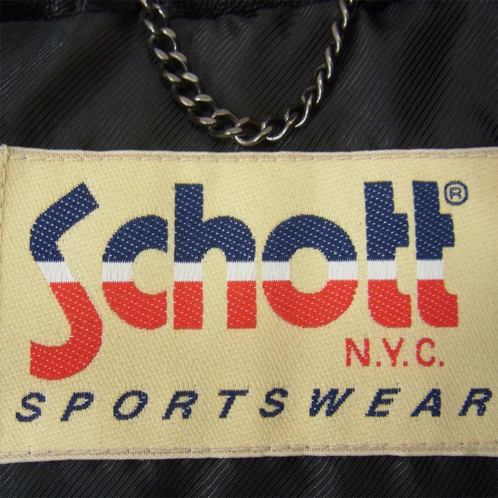 schott ショット 3151038 モーターサイクル ラムレザー ダウン ジャケット 羊革 ブラック系 S【中古】