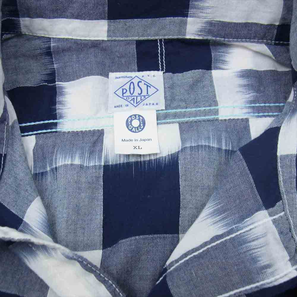 POST OVERALLS ポストオーバーオールズ 21SS 1256-IB Cruzer Shirts 2 クルーザー シャツ ネイビー系 ホワイト系 XL【新古品】【未使用】【中古】