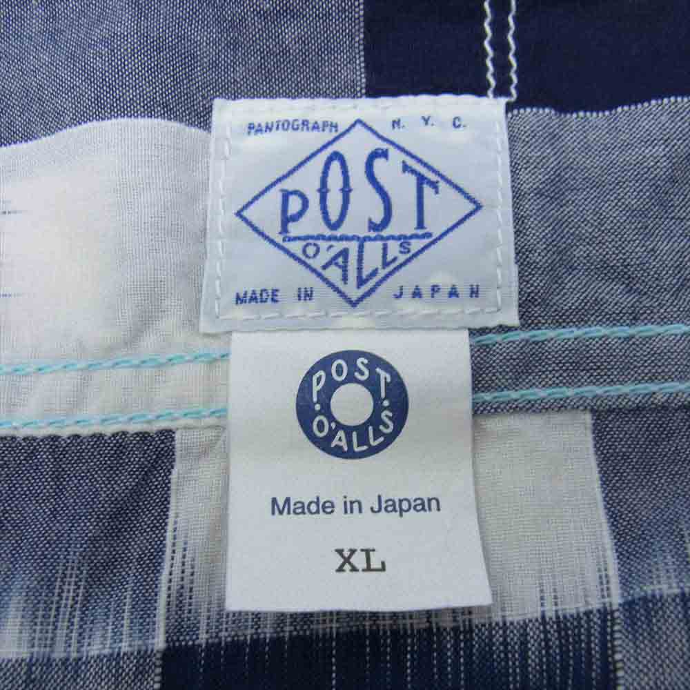 POST OVERALLS ポストオーバーオールズ 21SS 1256-IB Cruzer Shirts 2 クルーザー シャツ ネイビー系 ホワイト系 XL【新古品】【未使用】【中古】