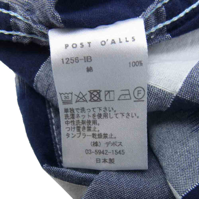 POST OVERALLS ポストオーバーオールズ 21SS 1256-IB Cruzer Shirts 2 クルーザー シャツ ネイビー系 ホワイト系 XL【新古品】【未使用】【中古】