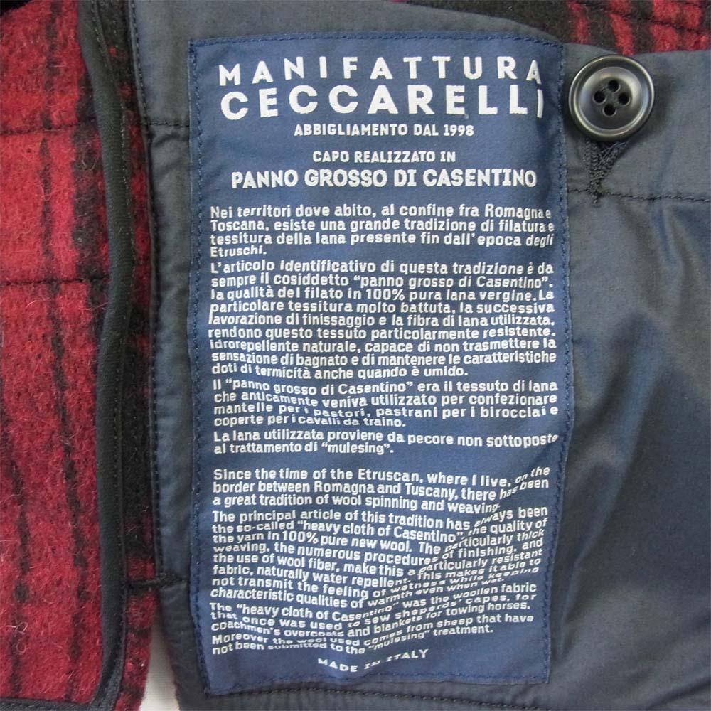 マニファッツュラ チェッカレッリ Miner Vest Virgin Wool マイナー ベスト レッド系 ブラック系 42【新古品】【未使用】【中古】