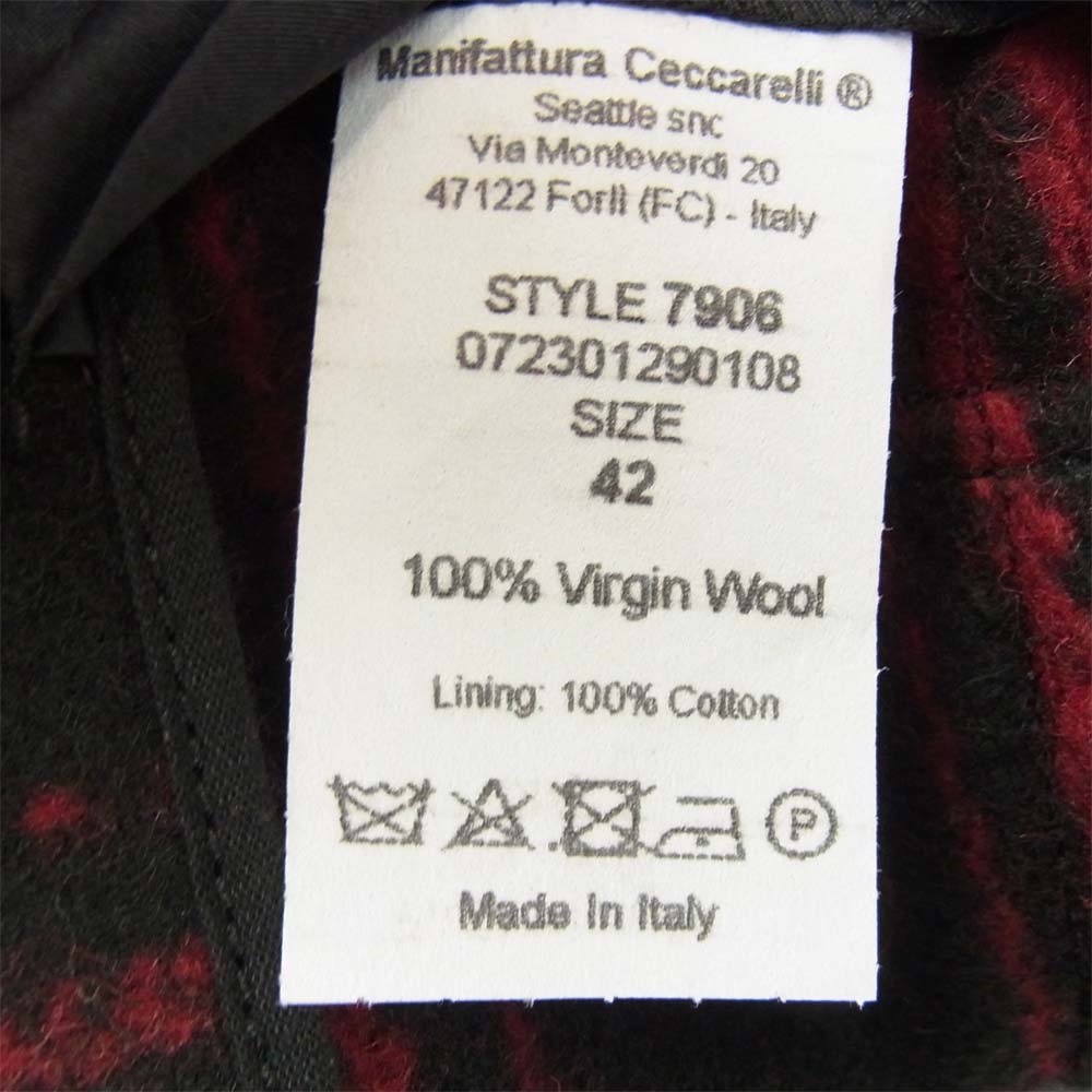 マニファッツュラ チェッカレッリ Miner Vest Virgin Wool マイナー ベスト レッド系 ブラック系 42【新古品】【未使用】【中古】