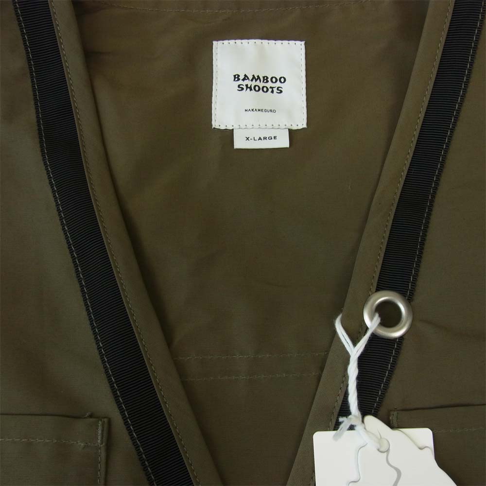 BAMBOO SHOOTS バンブーシュート 21SS M210103 × MOUNTAINRESEARCH マウンテンリサーチ HIKING VEST ハイキング ベスト カーキ系 XL【新古品】【未使用】【中古】