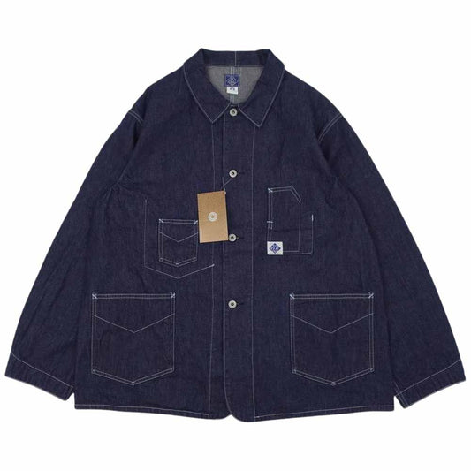 POST OVERALLS ポストオーバーオールズ 1111-01 DeLuxe Railroader 01 10 oz denim indigo デニム カバーオール ジャケット インディゴブルー系 XL【新古品】【未使用】【中古】
