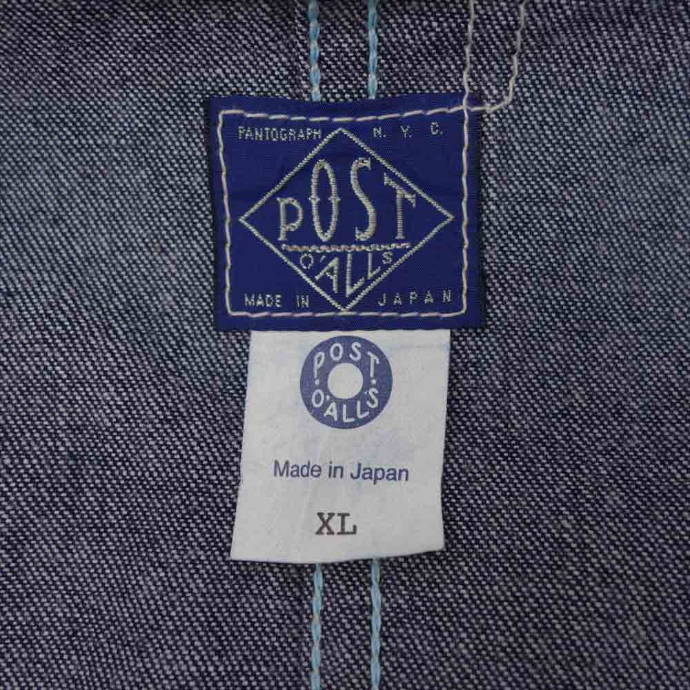 POST OVERALLS ポストオーバーオールズ 1111-01 DeLuxe Railroader 01 10 oz denim indigo デニム カバーオール ジャケット インディゴブルー系 XL【新古品】【未使用】【中古】