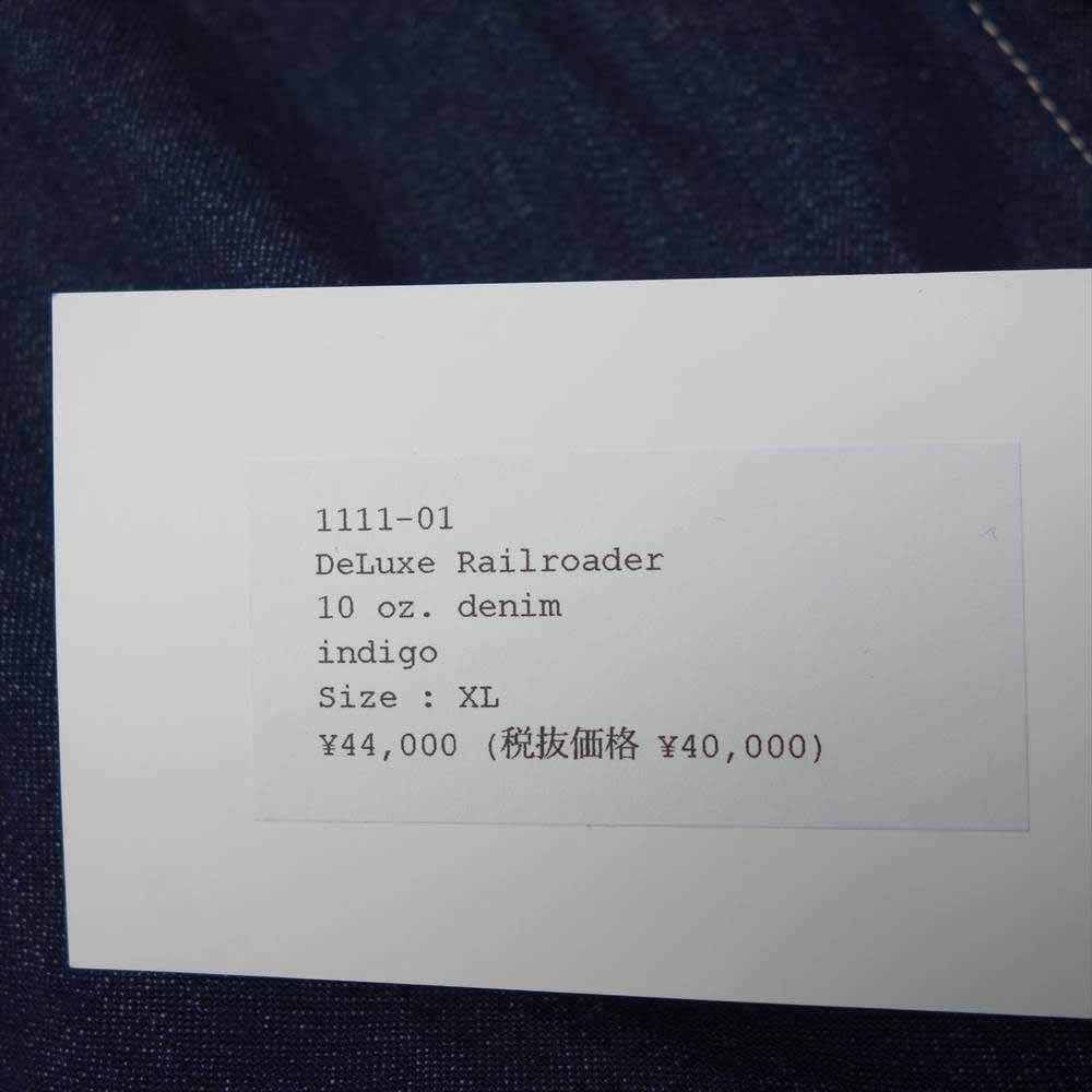 POST OVERALLS ポストオーバーオールズ 1111-01 DeLuxe Railroader 01 10 oz denim indigo デニム カバーオール ジャケット インディゴブルー系 XL【新古品】【未使用】【中古】