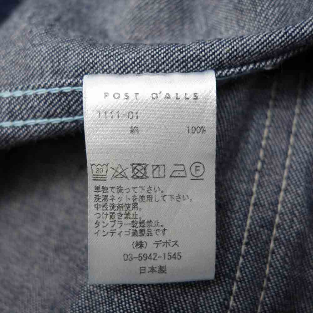 POST OVERALLS ポストオーバーオールズ 1111-01 DeLuxe Railroader 01 10 oz denim indigo デニム カバーオール ジャケット インディゴブルー系 XL【新古品】【未使用】【中古】