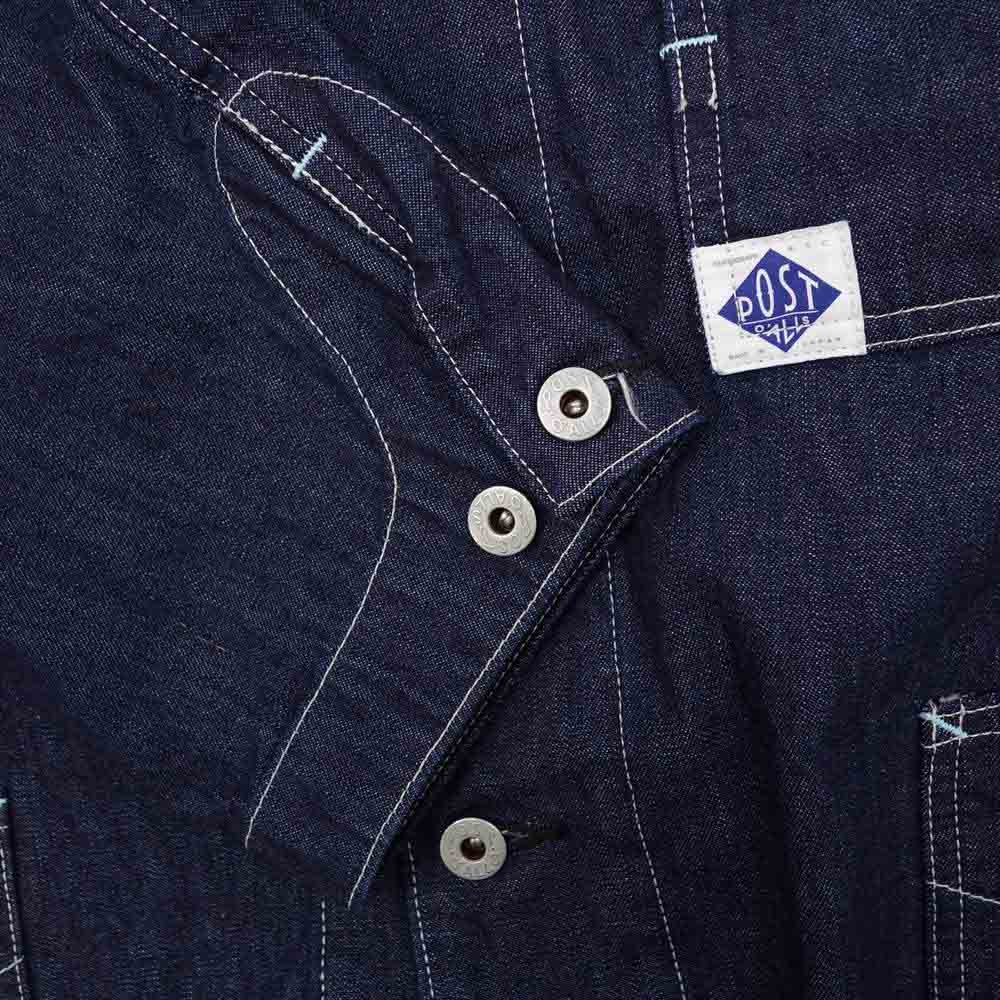 POST OVERALLS ポストオーバーオールズ 1111-01 DeLuxe Railroader 01 10 oz denim indigo デニム カバーオール ジャケット インディゴブルー系 XL【新古品】【未使用】【中古】
