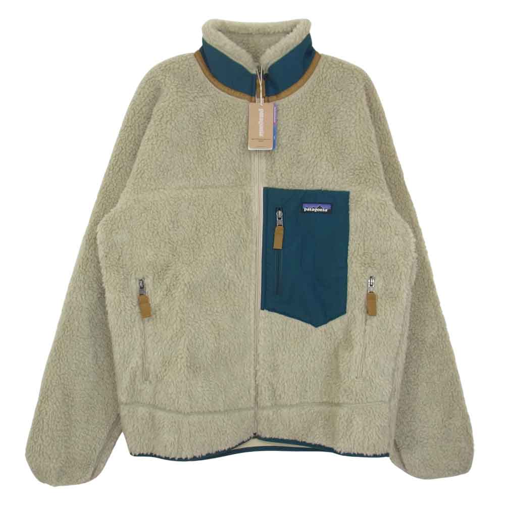 patagonia パタゴニア 21AW 23056 Classic Retro-X Jacket クラシック レトロX ジャケット フリース Pelican w/Dark Borealis Green ベージュ系 M【新古品】【未使用】【中古】