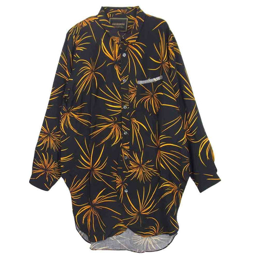 Anachronorm アナクロノーム 未使用品 RAYON HAND PRINT L/S SHIRT HANABI レーヨン 長袖 シャツ ブラック系 02【極上美品】【中古】
