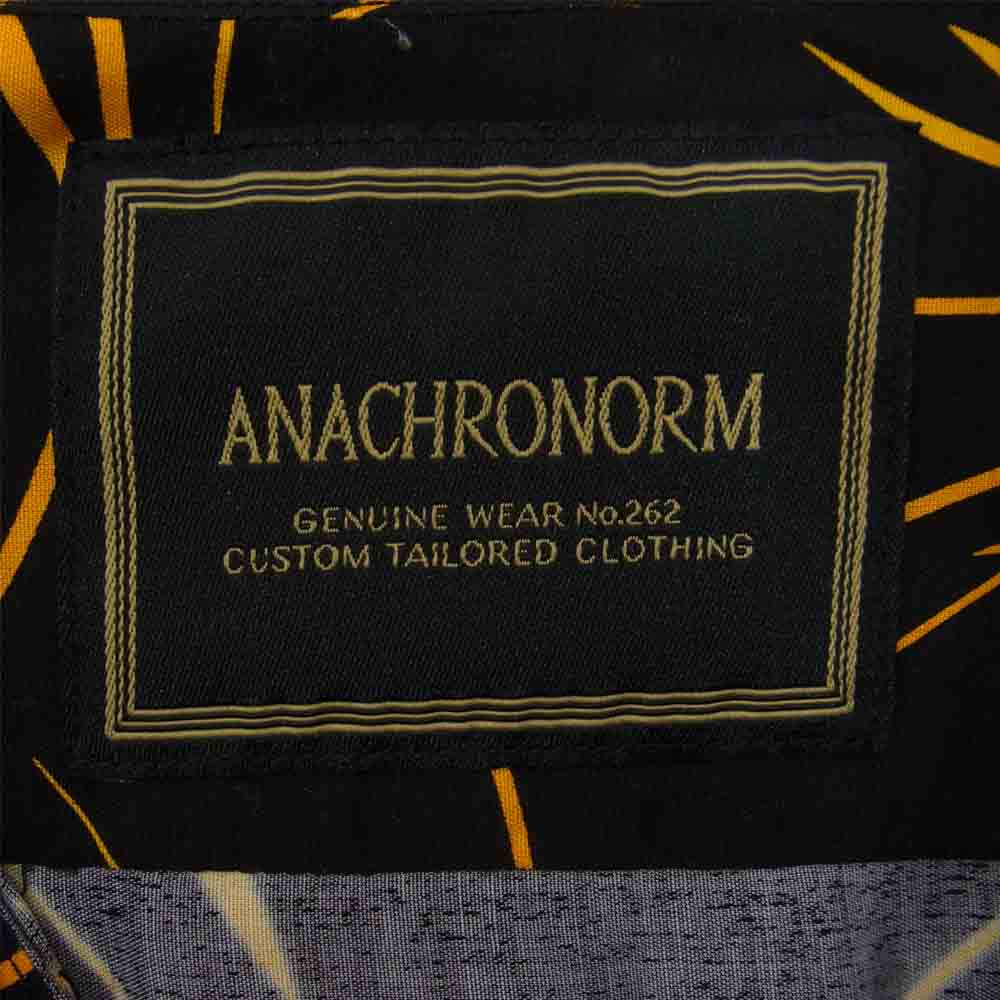 Anachronorm アナクロノーム 未使用品 RAYON HAND PRINT L/S SHIRT HANABI レーヨン 長袖 シャツ ブラック系 02【極上美品】【中古】