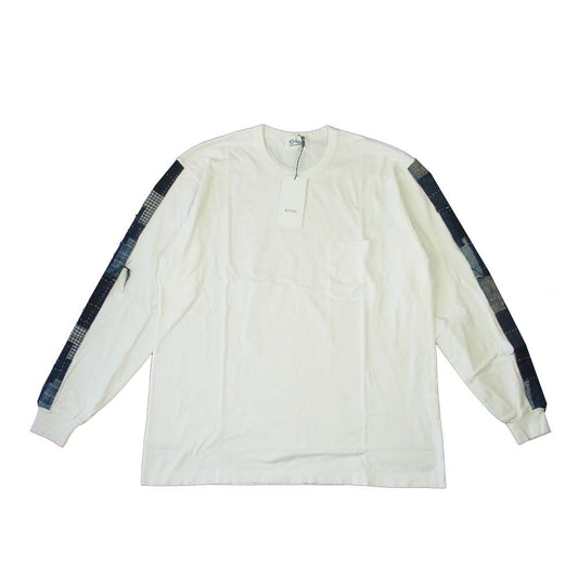 クオン 2002-CS0419 未使用品 Boro Trimmed Long Sleeve 襤褸 トリミング 長袖 Tシャツ ホワイト ホワイト系 M【極上美品】【中古】