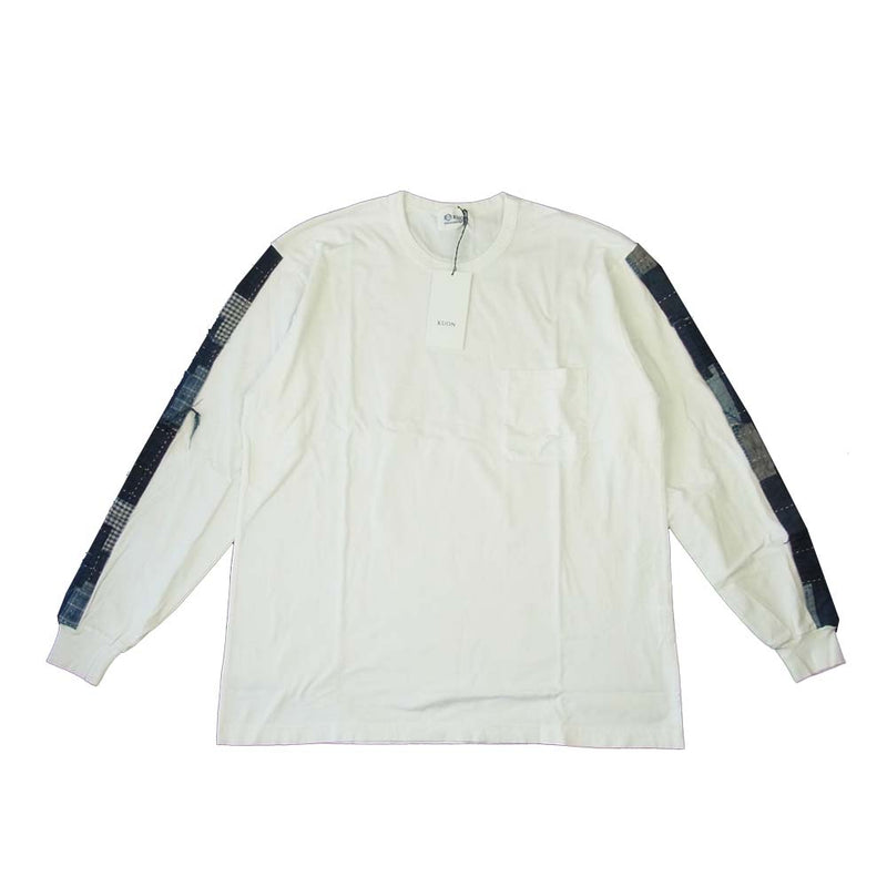 クオン 2002-CS0419 未使用品 Boro Trimmed Long Sleeve 襤褸 トリミング 長袖 Tシャツ ホワイト ホワイト系 M【極上美品】【中古】