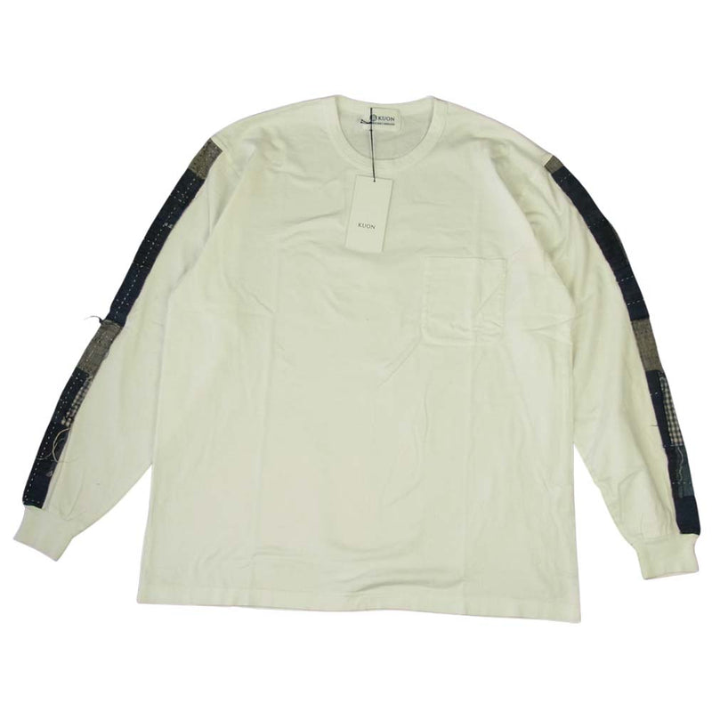 クオン 2002-CS0419 未使用品 Boro Trimmed Long Sleeve 襤褸 トリミング 長袖 Tシャツ ホワイト ホワイト系 M【極上美品】【中古】