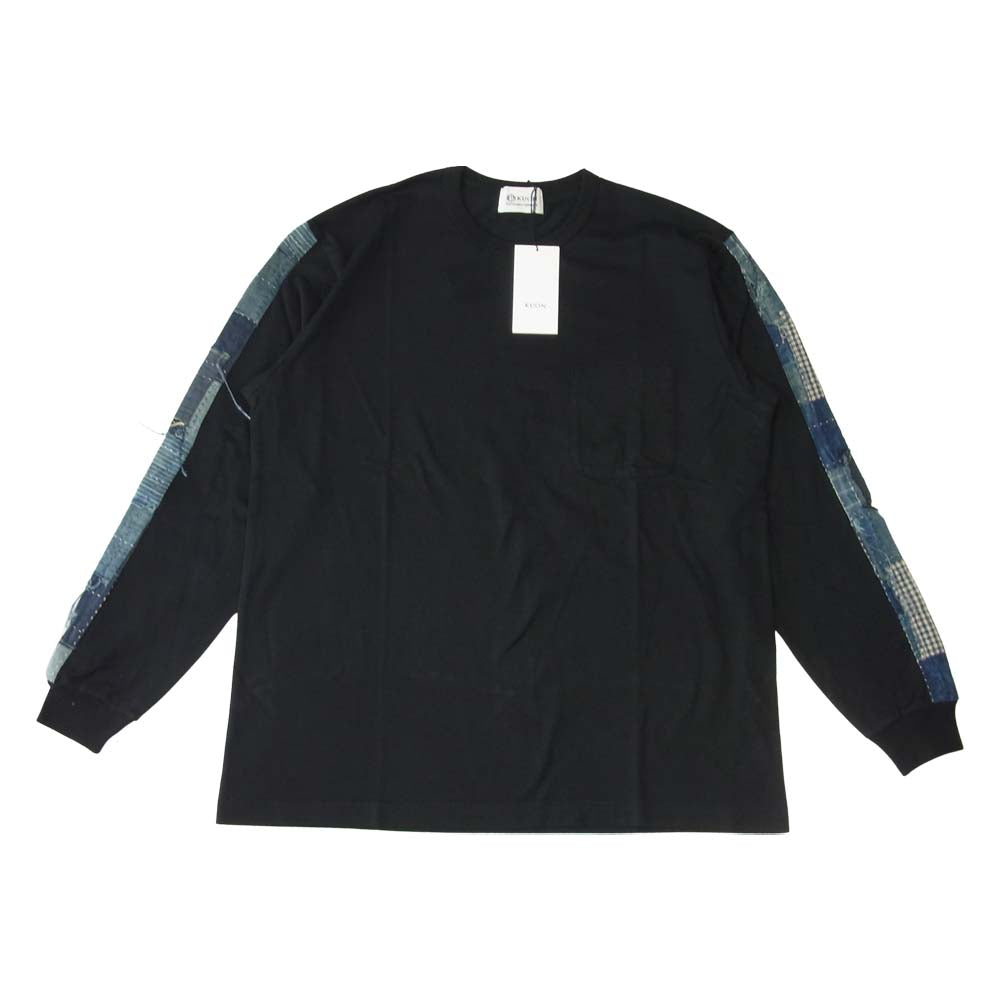 クオン 2002-CS0419 未使用品 Boro Trimmed Long Sleeve 襤褸 トリミング 長袖 Tシャツ ブラック ブラック系【極上美品】【中古】